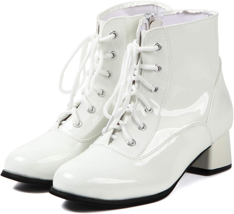 Amazon | ブーティー エナメルショートブーツ ホワイト (白エナ, 608-8