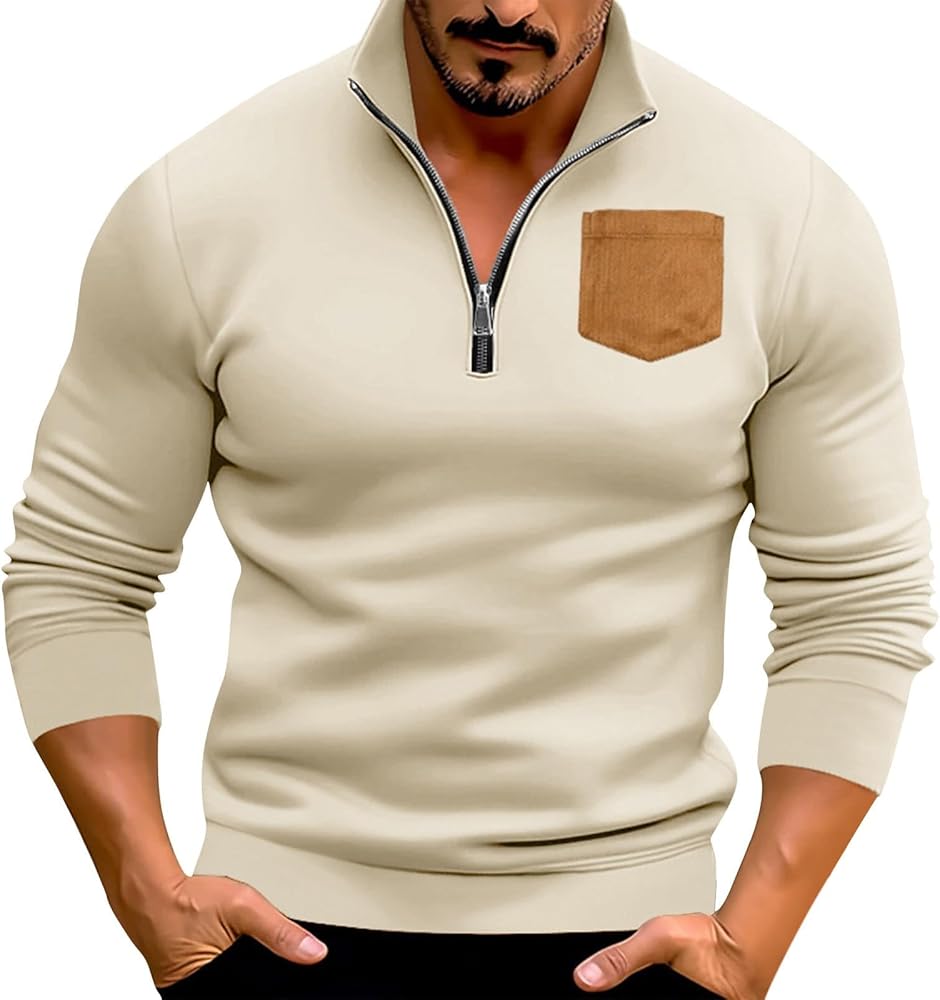 Amazon.com: Mens Half Zipper Sweatshirts Casual Stand Collar