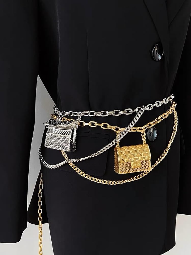 Amazon.com: Xehuro Fashionable Small metal Waist Bag Belt Bags for