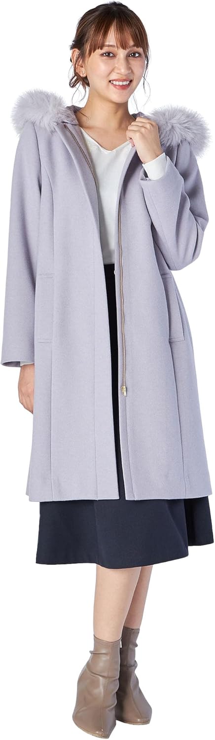 Amazon | フード付きジップコート ライトグレー 036 | コート