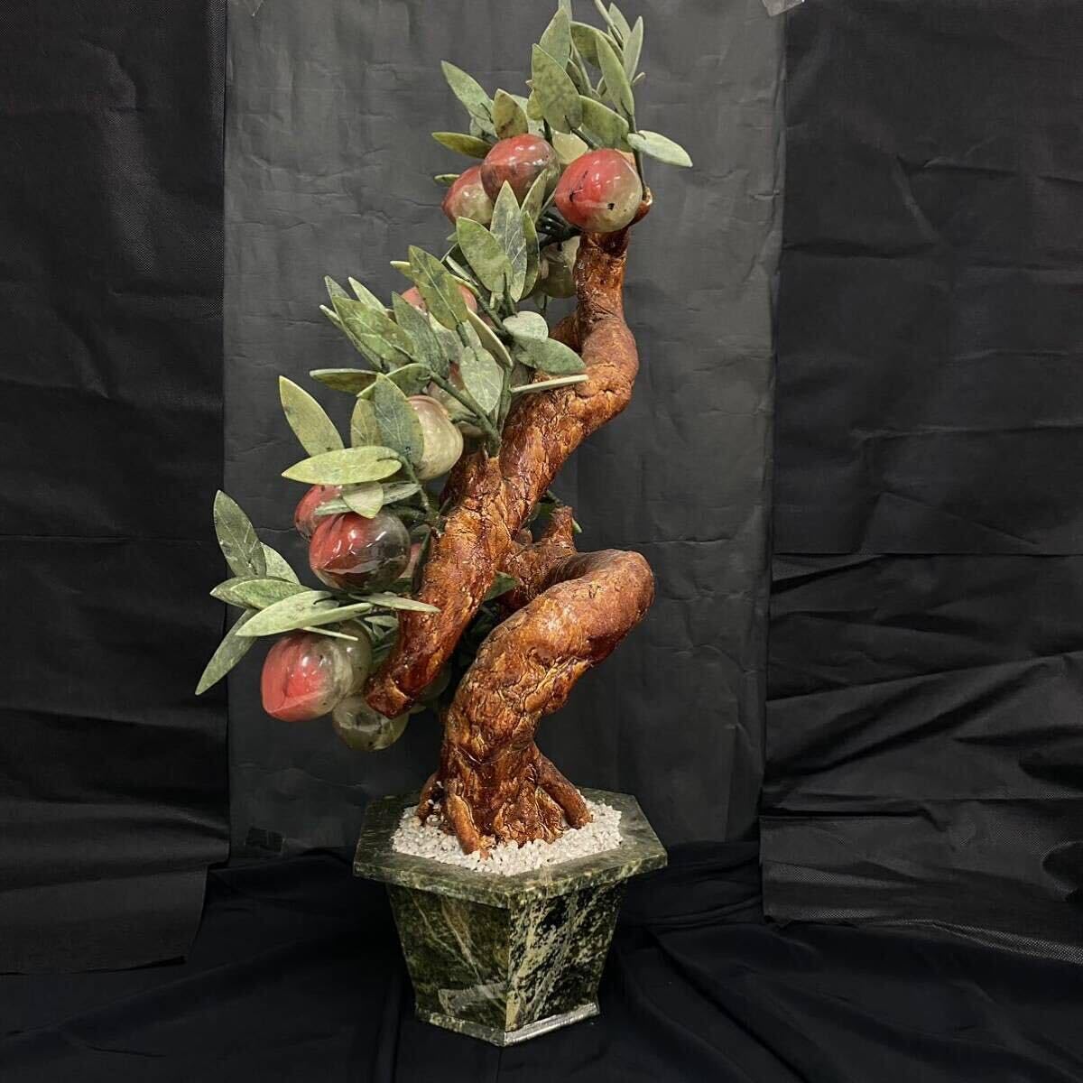 Amazon.co.jp: B50 天然玉 石彫刻 特大 玉石桃木彫刻 寿山桃木 玉桃 桃