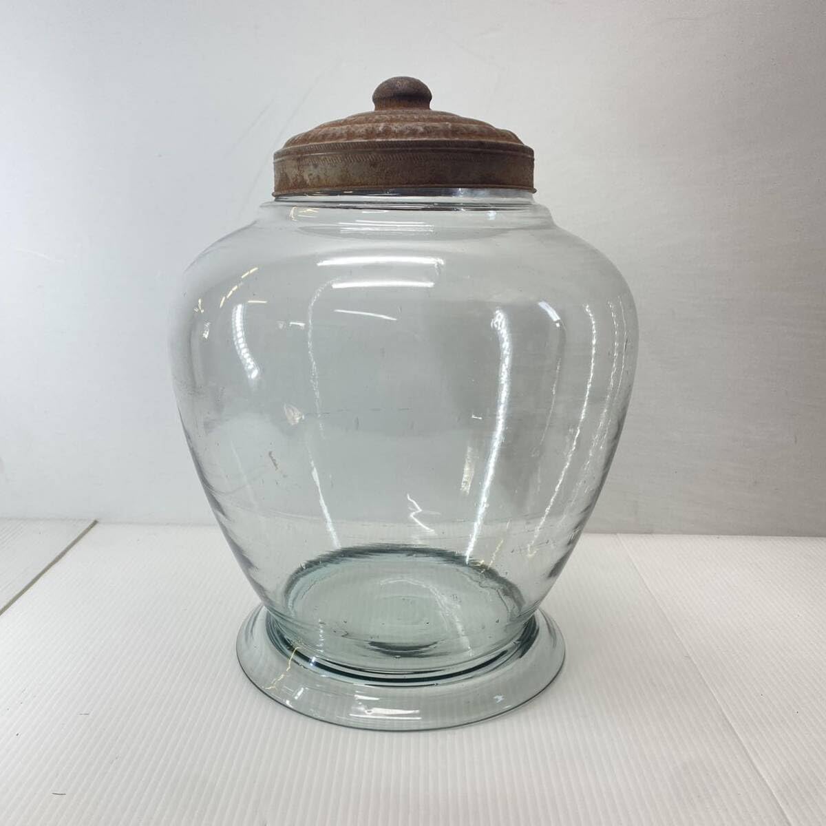 Amazon｜地球瓶 レトロ 菓子瓶 ガラス瓶 気泡 アンティーク 蓋付