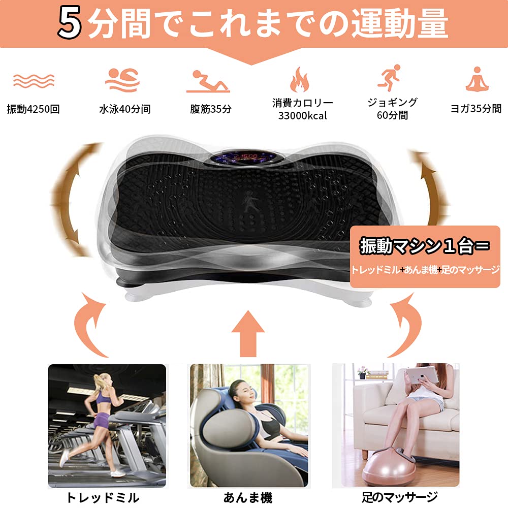 Amazon.co.jp: [5年保証] 振動マシン 3D振動 5種類のプログラムモード