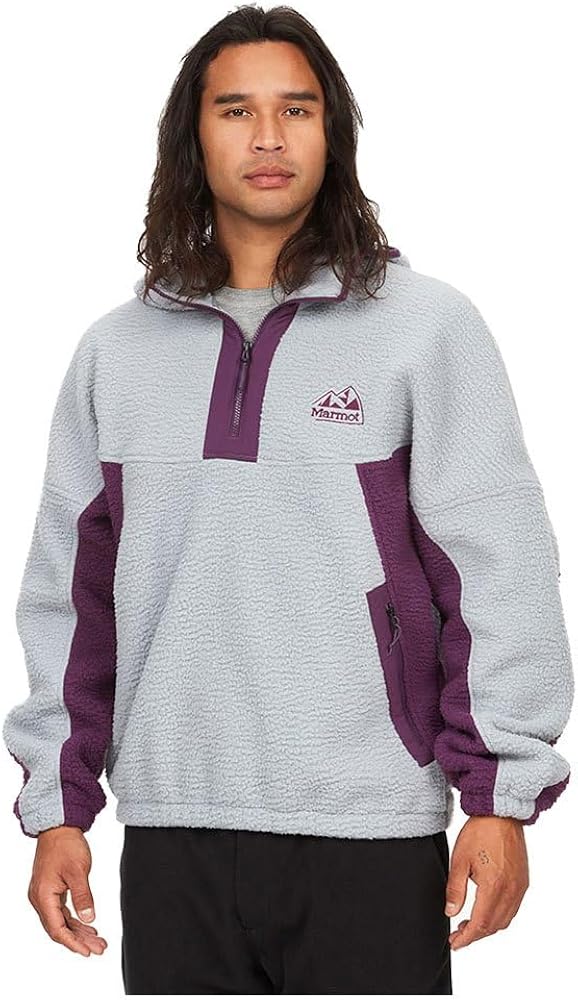 MARMOT Men's Super Aros Fleece Hoody Jacket, Sleet/Purple Fig