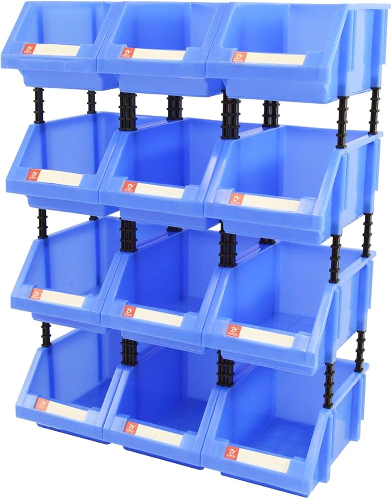 Amazon.co.jp: 12個セット Mサイズ 連結 パーツ ボックス 青 ブルー