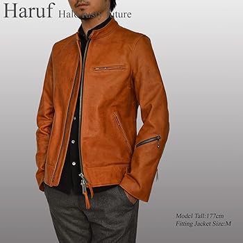 Amazon | [ハルフ] 馬革 ライダースジャケット レザージャケット
