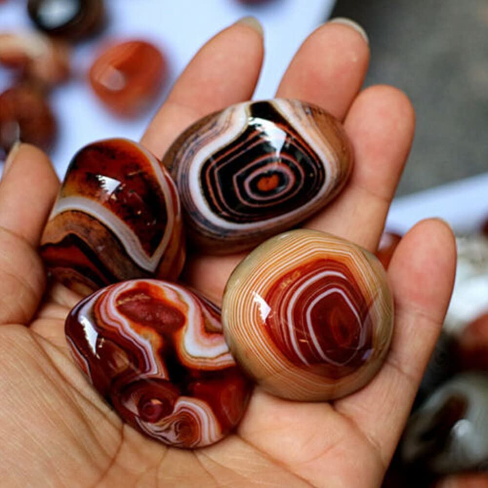 Amazon.co.jp: 5 個入り 縞瑪瑙ジオード ミネラル タンブル標本 美しい