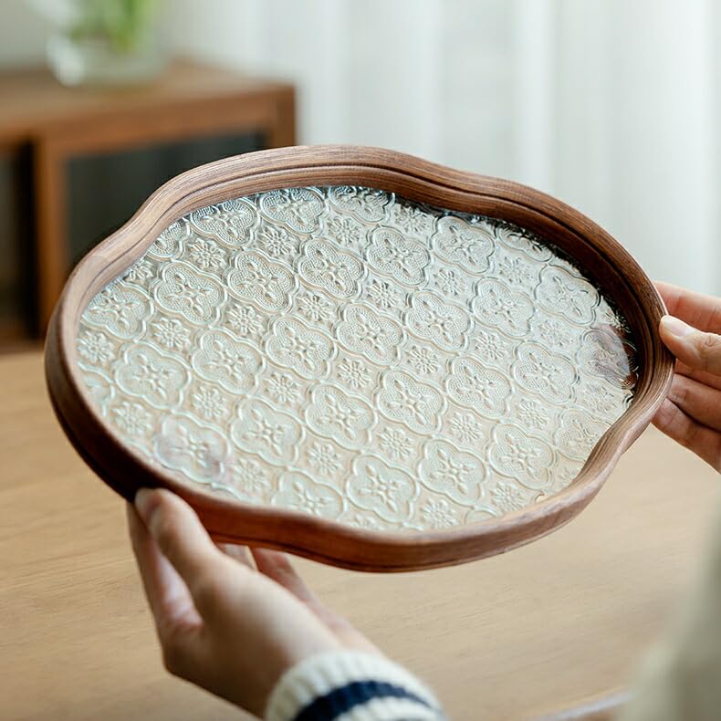 Amazon.co.jp: IwaiLoft「シノワズリ・レトロ」フローラガラス トレー