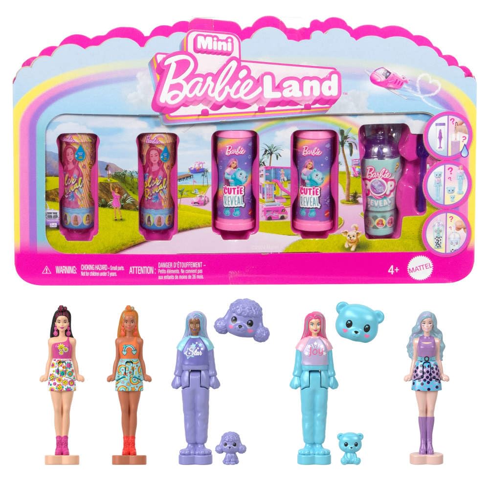 Amazon.com: Barbie Mini Barbie Land 5-Pack Pop Reveal Dolls, 1.5