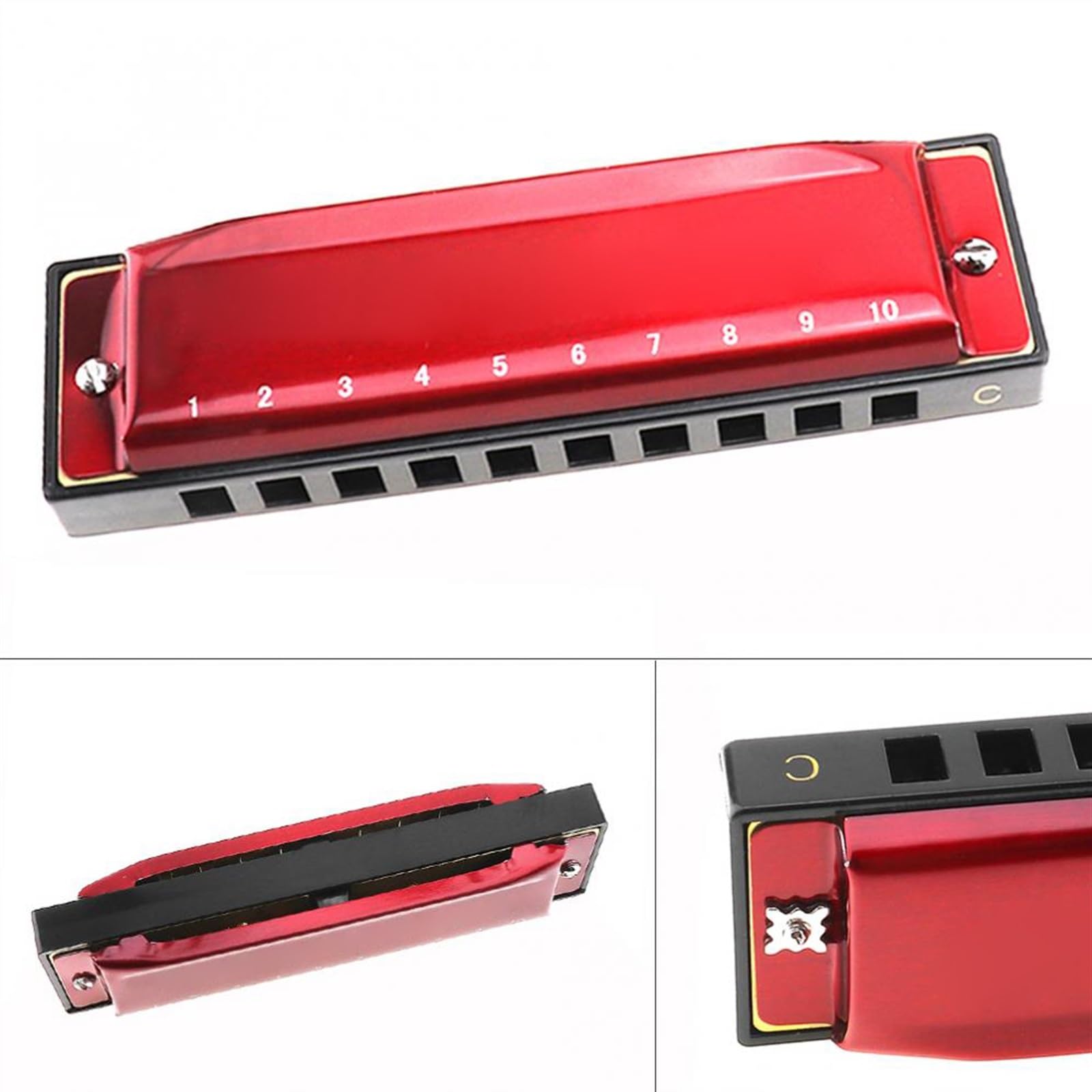 Amazon | 赤 10 穴トーン C キーハーモニカダイアトニックステンレス鋼