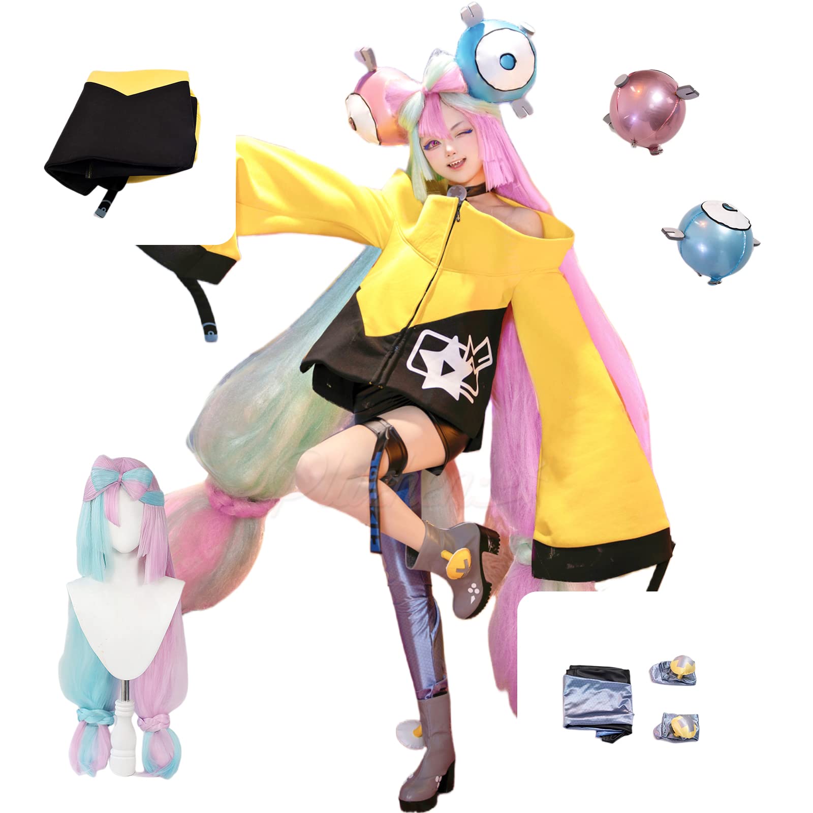 Amazon | Plazhen コスプレ衣装 戦闘服 ナンジャモ 髪飾り 靴下付き