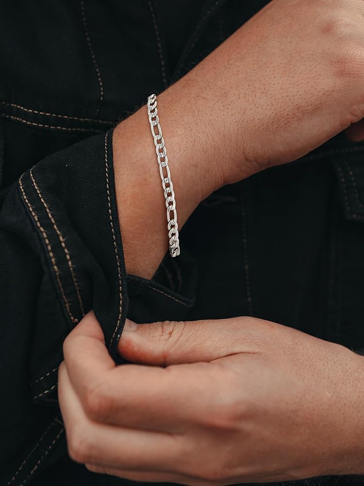 U7 Stainless Steel 5MM Figaro Chain Link Bracelet : Amazon.ca
