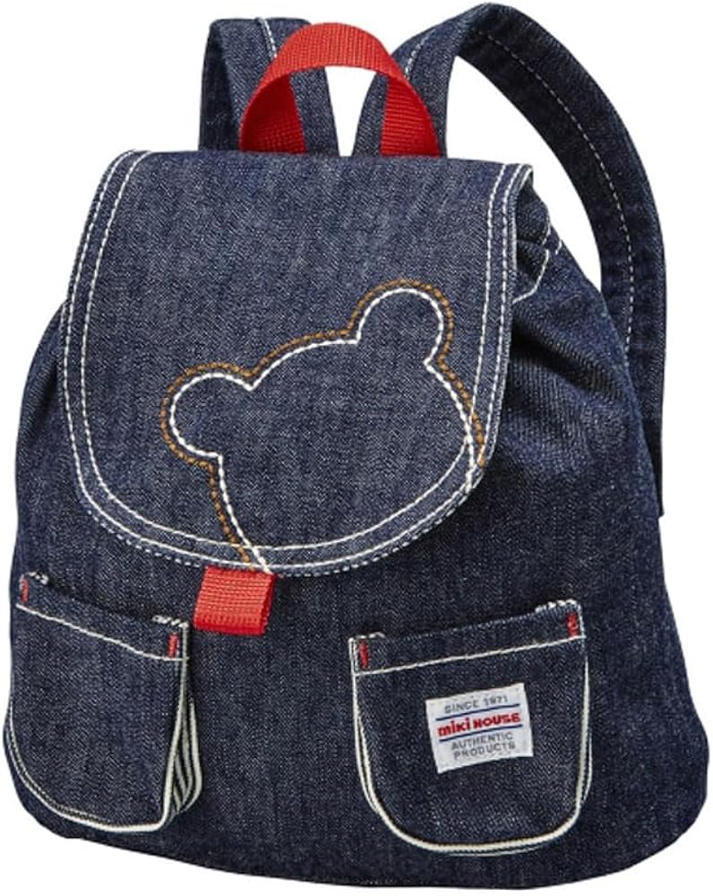 Amazon.co.jp: [ミキハウス] くまさんステッチ デニム ベビーリュック