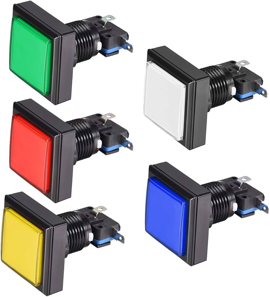Amazon | uxcell ゲームプッシュボタン 44x44スクエア 12V LED照光式