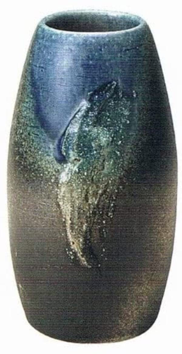 Amazon.co.jp: 信楽焼 青ビードロ花入 7号 （信楽焼き 陶器 花器 花