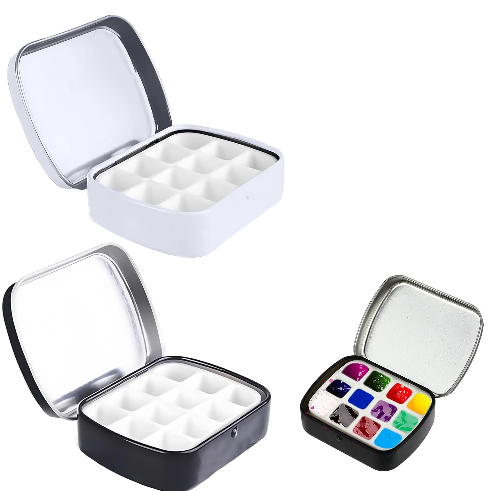 Amazon.co.jp: ZHEJIA 水彩パレット 2個セット 顔料パレット 小型 軽量