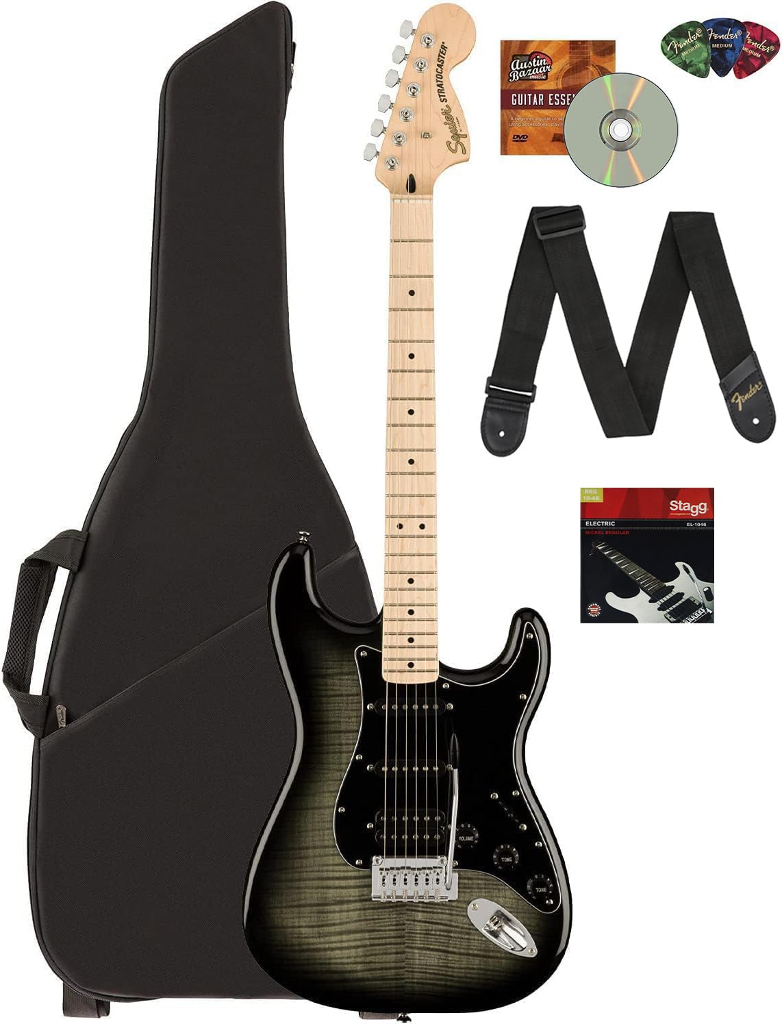 Amazon.com: Fender Squier Affinity Stratocaster FMT HSS - Black