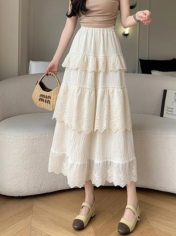 Amazon.com: chouyatou Women's Boho Eyelet Lace Embroidery Midi