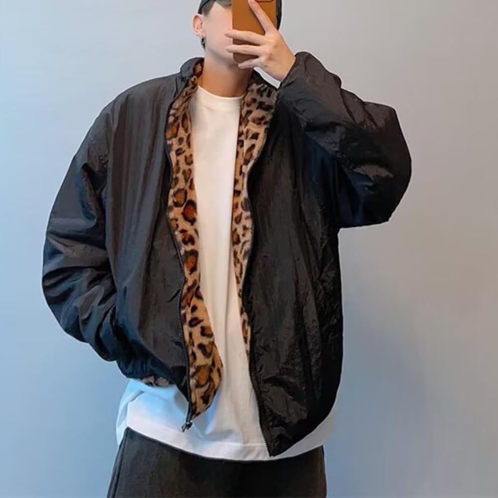 Amazon.com: Hesaco Unisex Reversible Leopard Faux Fur Jacket Y2k