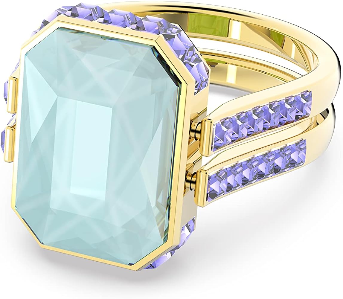 Amazon.com: Swarovski Chroma ring, Octagon cut, Multicolored, Gold