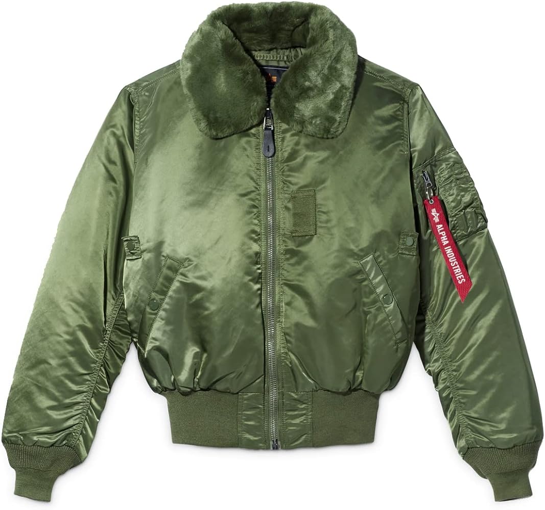 Alpha Industries Men's B-15 Nylon Flight Jacket, Sage Green, Large