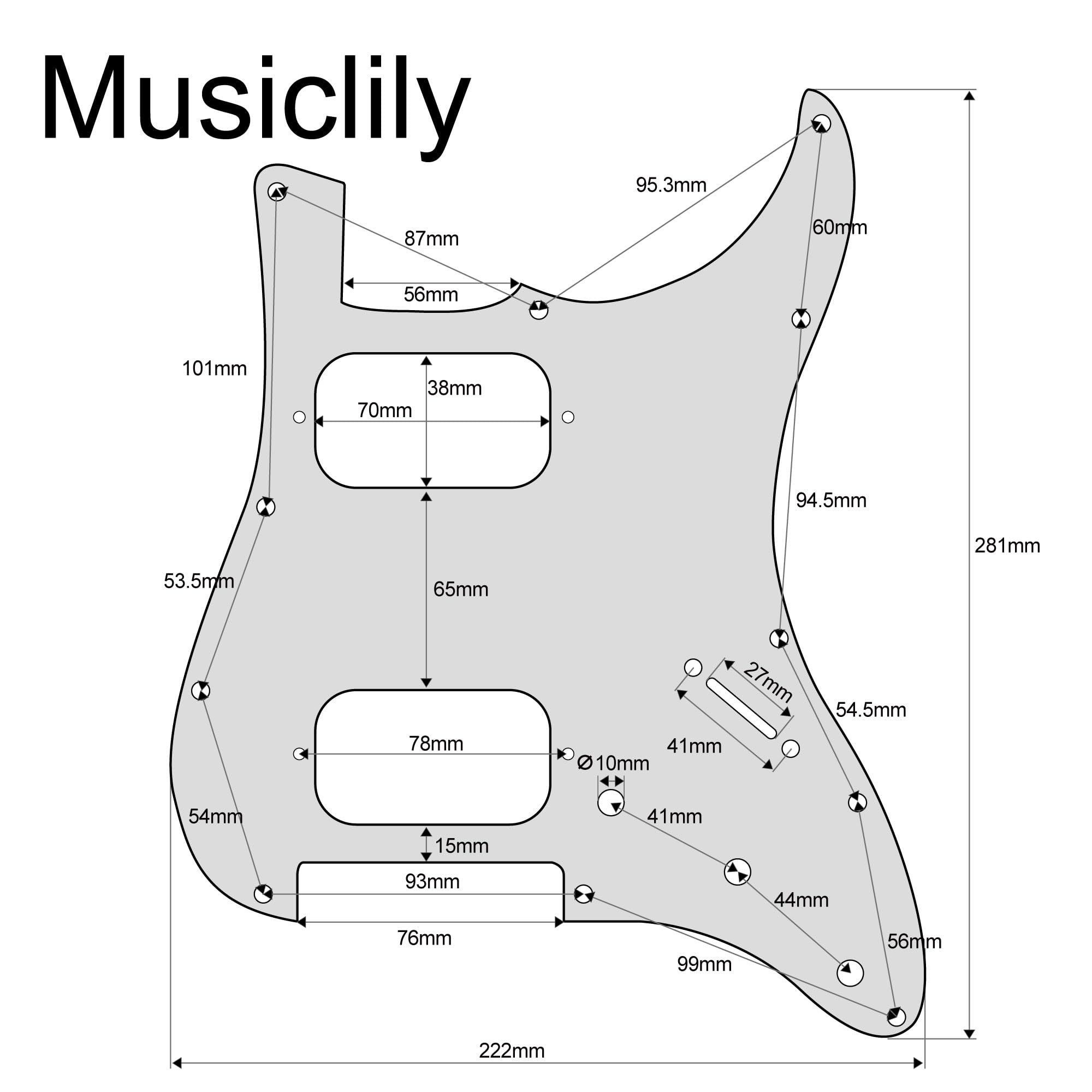 Amazon.com: Musiclily Pro 11 Holes Round Corner HH Strat Pickguard
