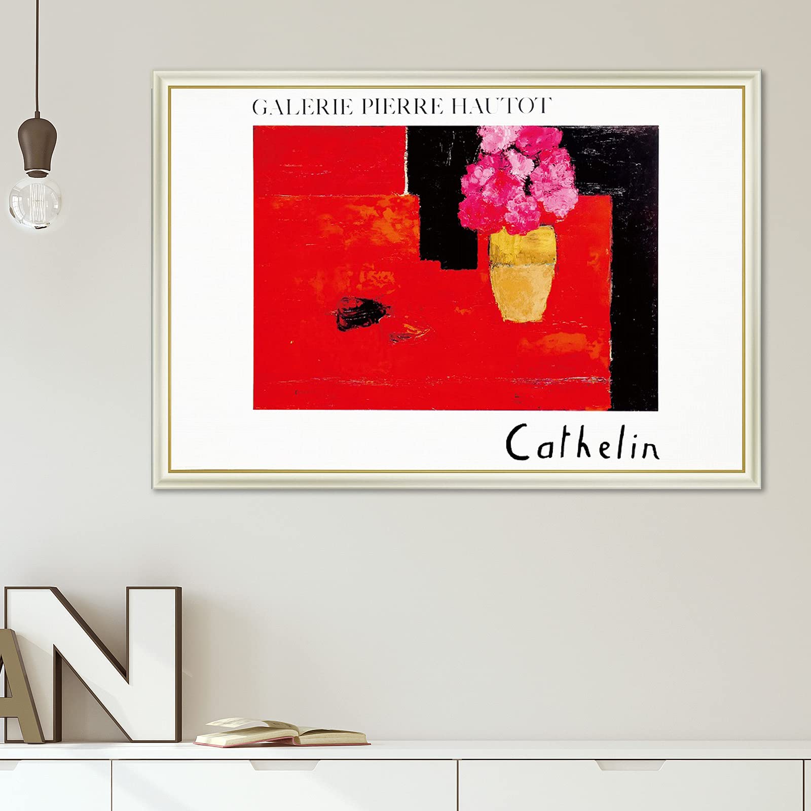 Amazon.co.jp: 赤い花をモチーフにした絵画 額入りポスター ベルナール