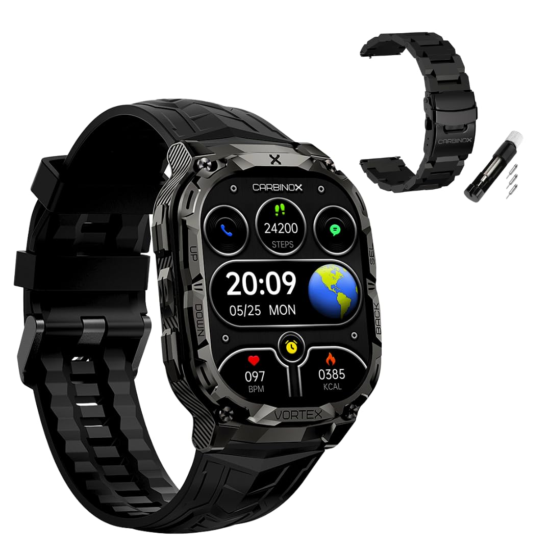 Amazon.com: CARBINOX Vortex Smart Watch with Metal Band 22 mm