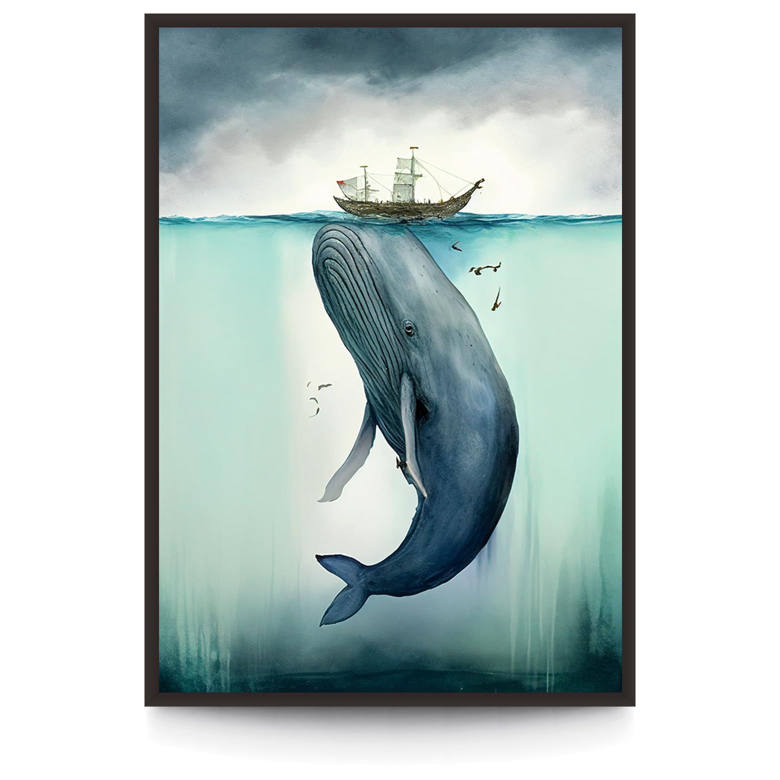 Amazon.co.jp: Doguiei キャンバス ウォールアート 水彩画 クジラ 絵画