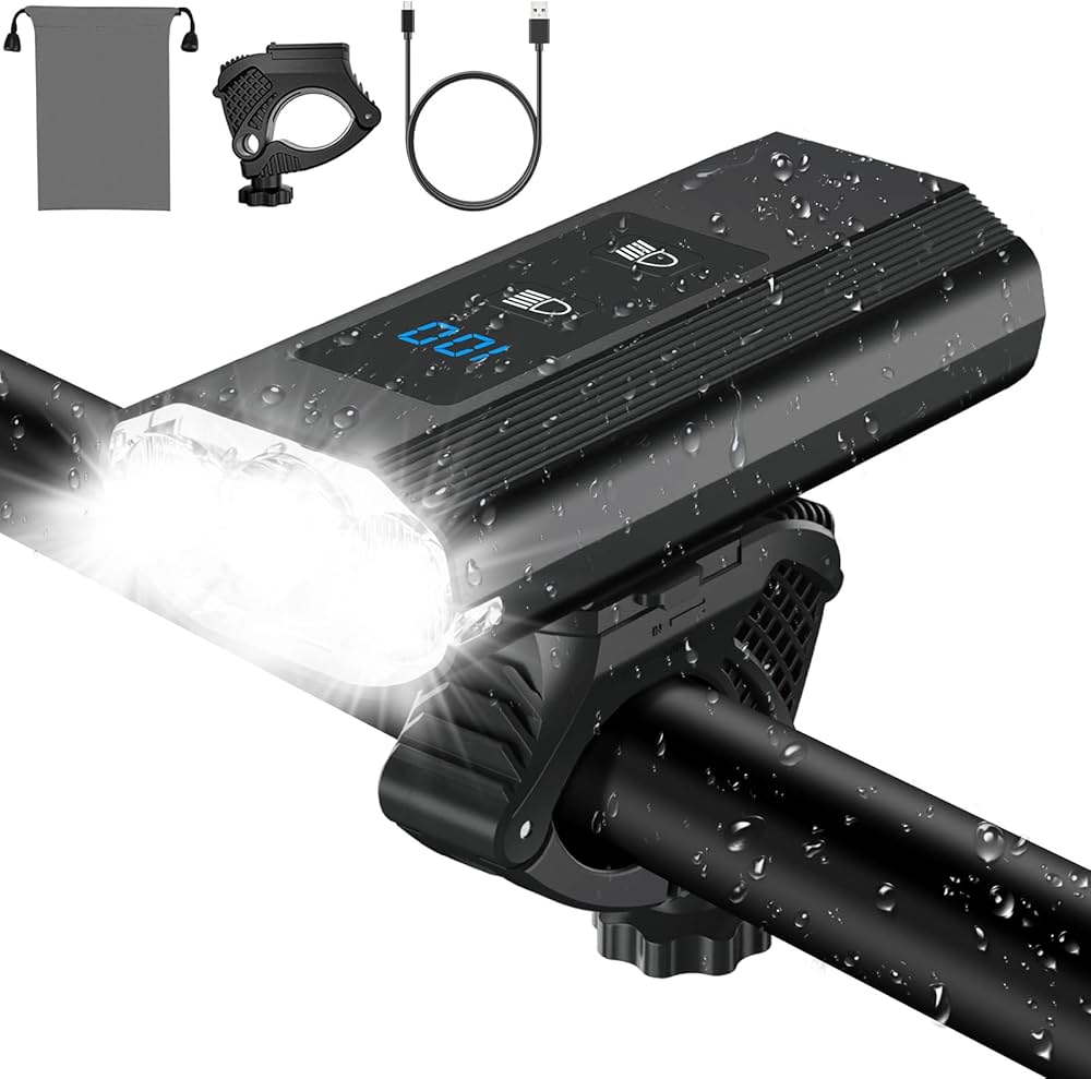 Amazon | 自転車 ライト 防水 高輝度 1600ルーメン【5800mAh大容量 USB