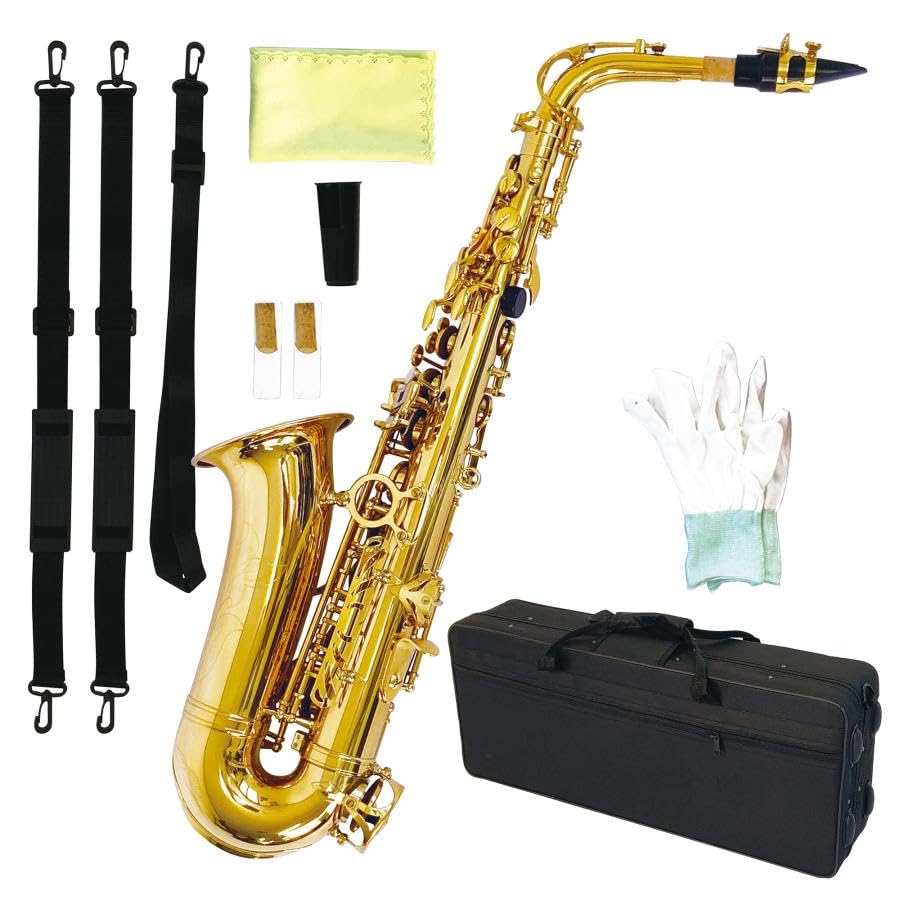 Amazon | アルトサックス 11点セット E Saxophone ゴールドラッカー
