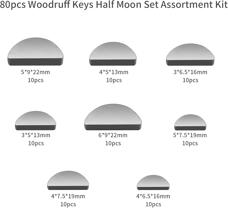 Amazon.co.jp: Woodruff キー詰め合わせキット、80個 メトリック