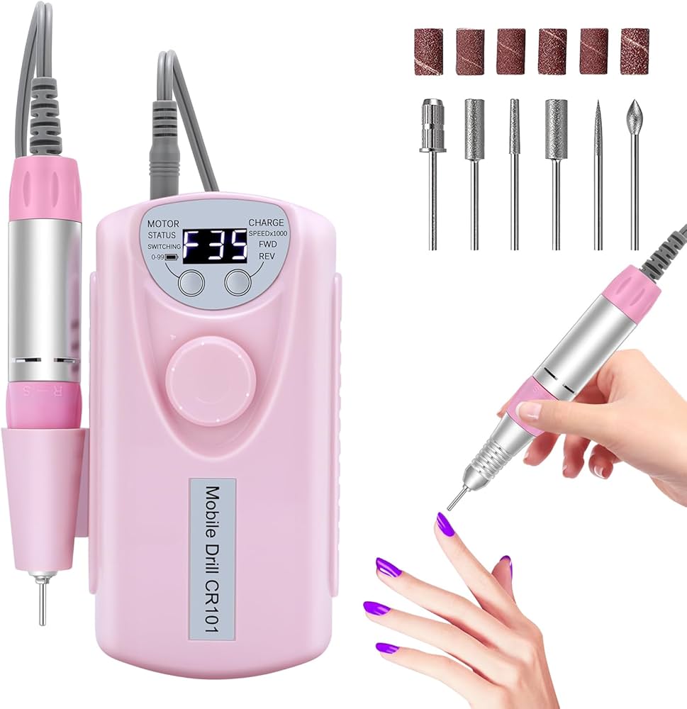 HUGMAPLE Portable Electric Nail Drill 35000RPM: Professional File