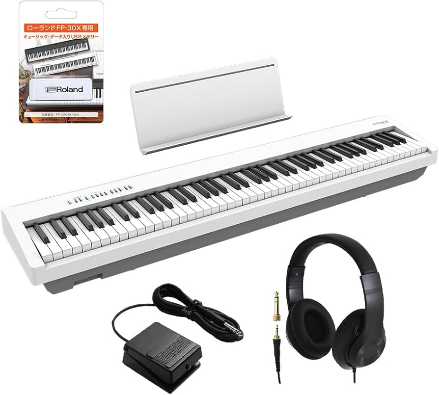 Amazon.co.jp: Roland FP-30X WH 電子ピアノ 88鍵盤 ヘッドホンセット