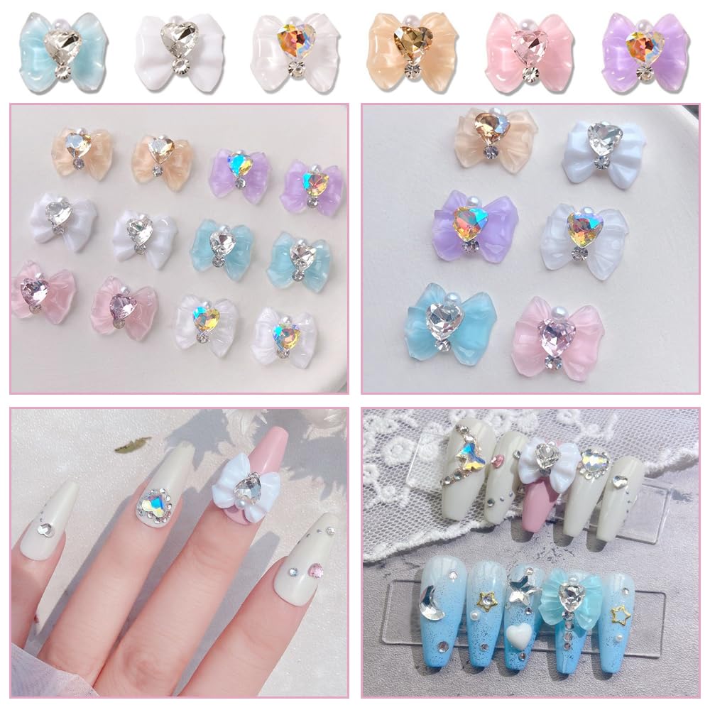 Amazon.co.jp: LOYELEY ネイルパーツ リボン 約30個セット 6色 蝶結び