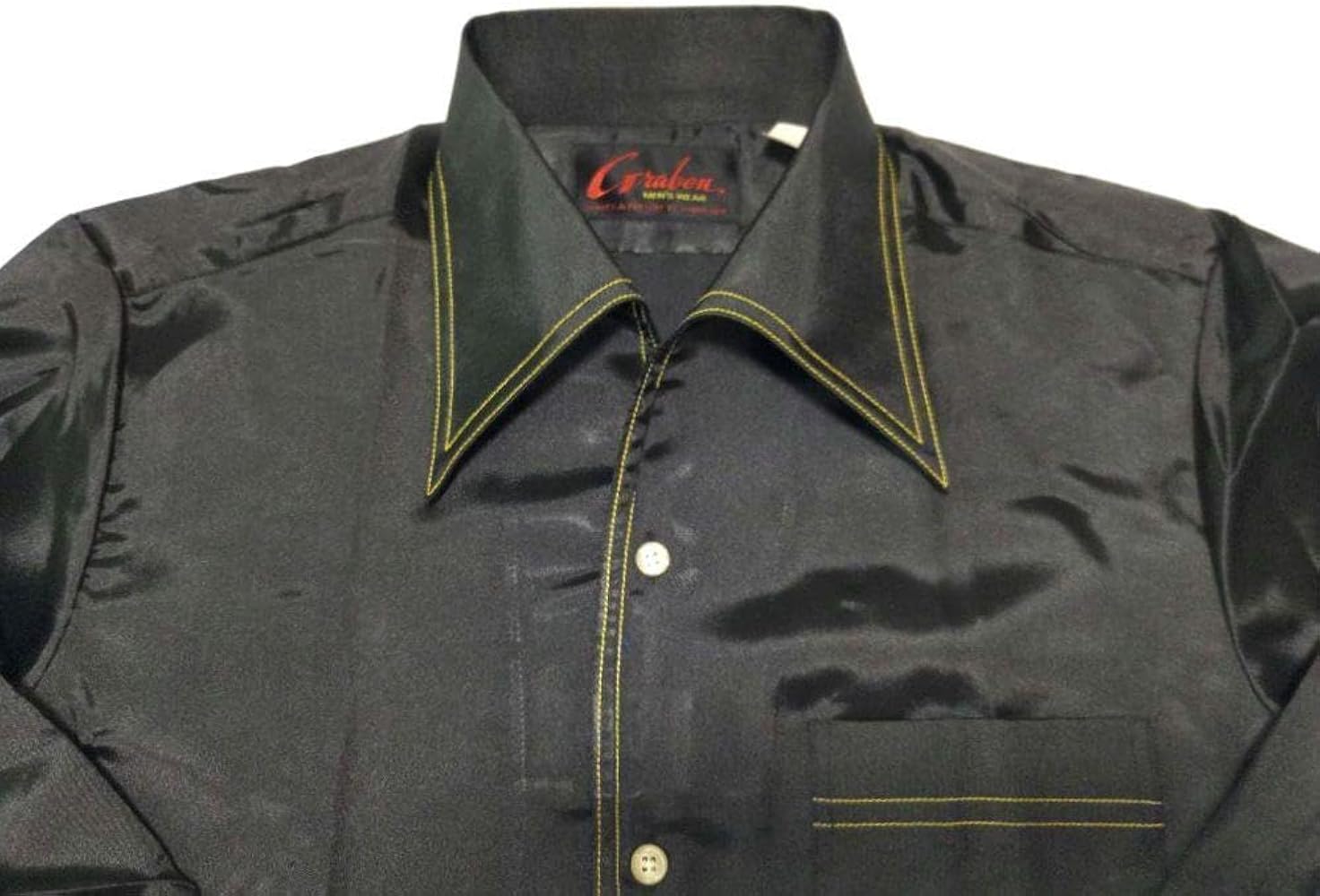 Amazon.co.jp: 70sビンテージ デカ襟 ディスコシャツ ブラック