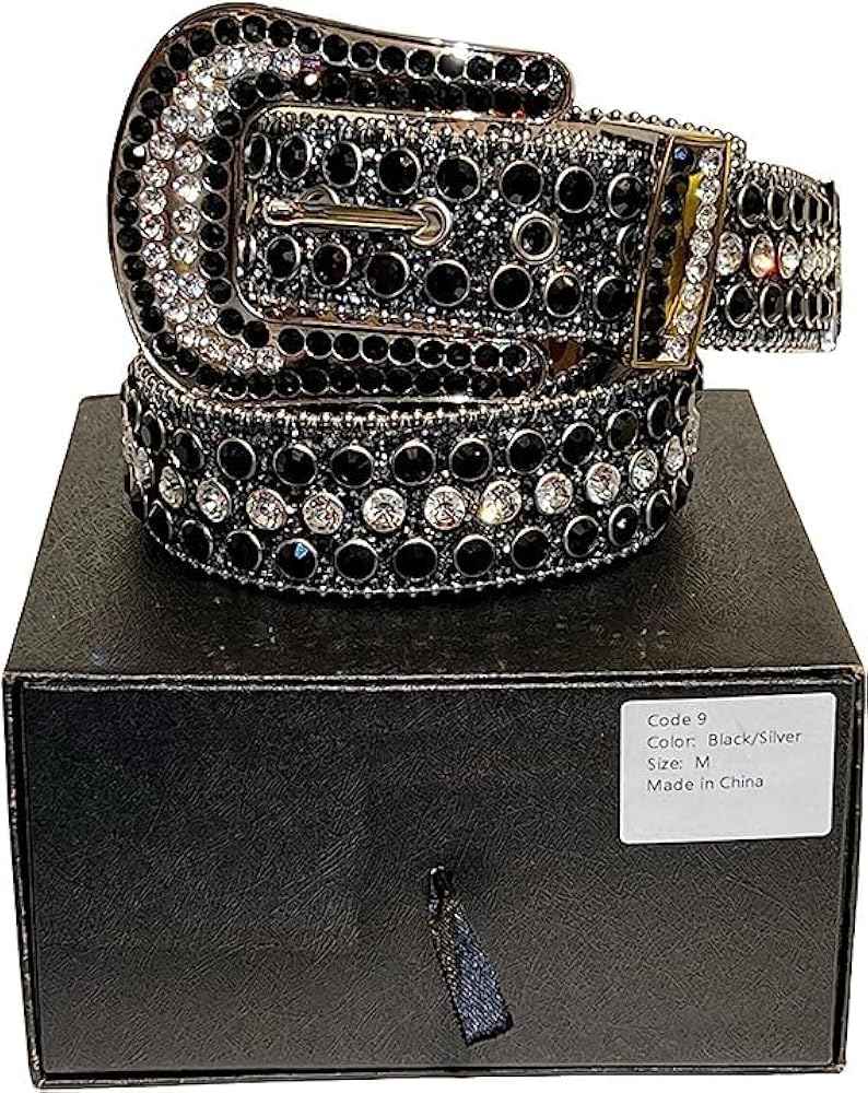 Amazon | LUXE BELT CRYSTAL Black x Silver 黒 ブラック シルバー