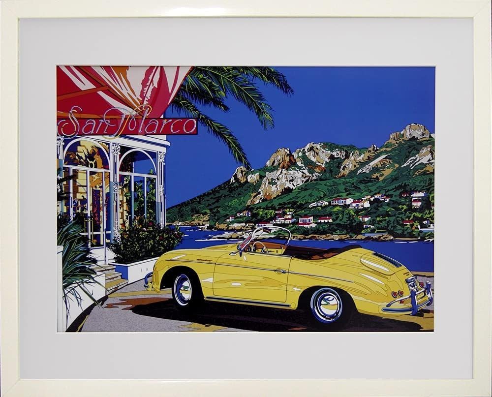 Amazon.co.jp: 鈴木英人 コートダジュールの小高い丘 現代アート 額装