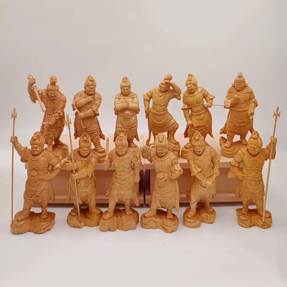 Amazon｜仏像 木彫り 置物 十二神将立像 セット＿仏像 フィギュア 薬師