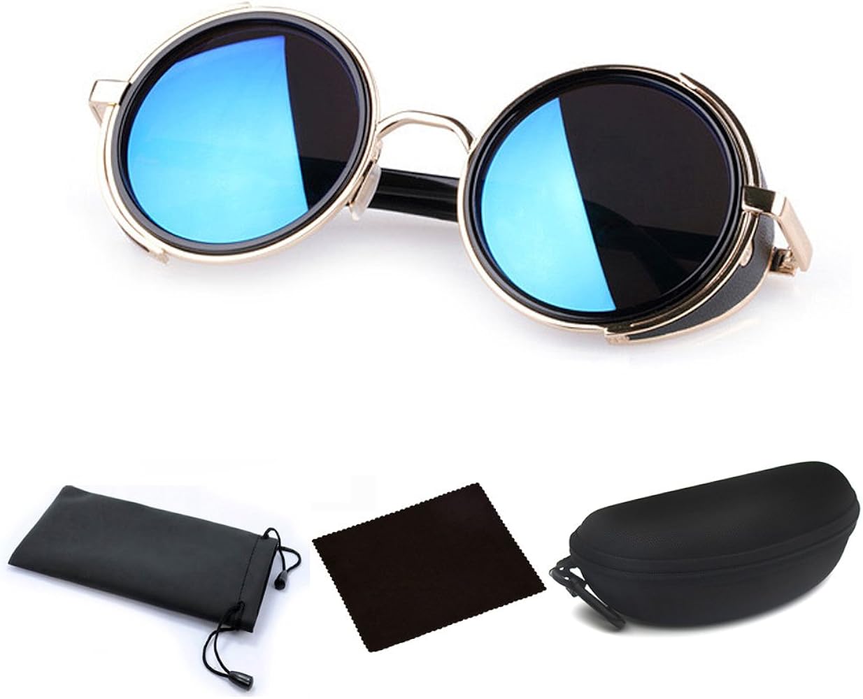 Amazon.co.jp: JJLHIF 50s ブルーラウンドサングラス レトロデザイン