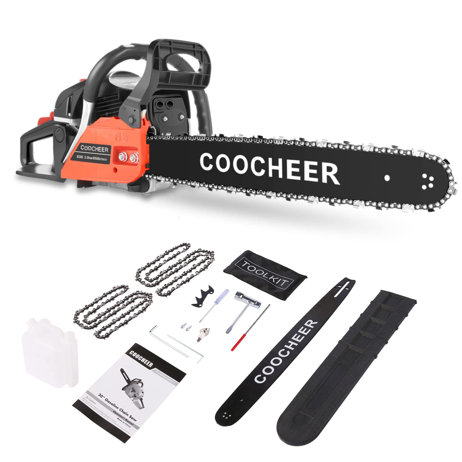 Amazon.com : COOCHEER 62CC Gas Chainsaw with 20-Inch Bar, 2 Chains