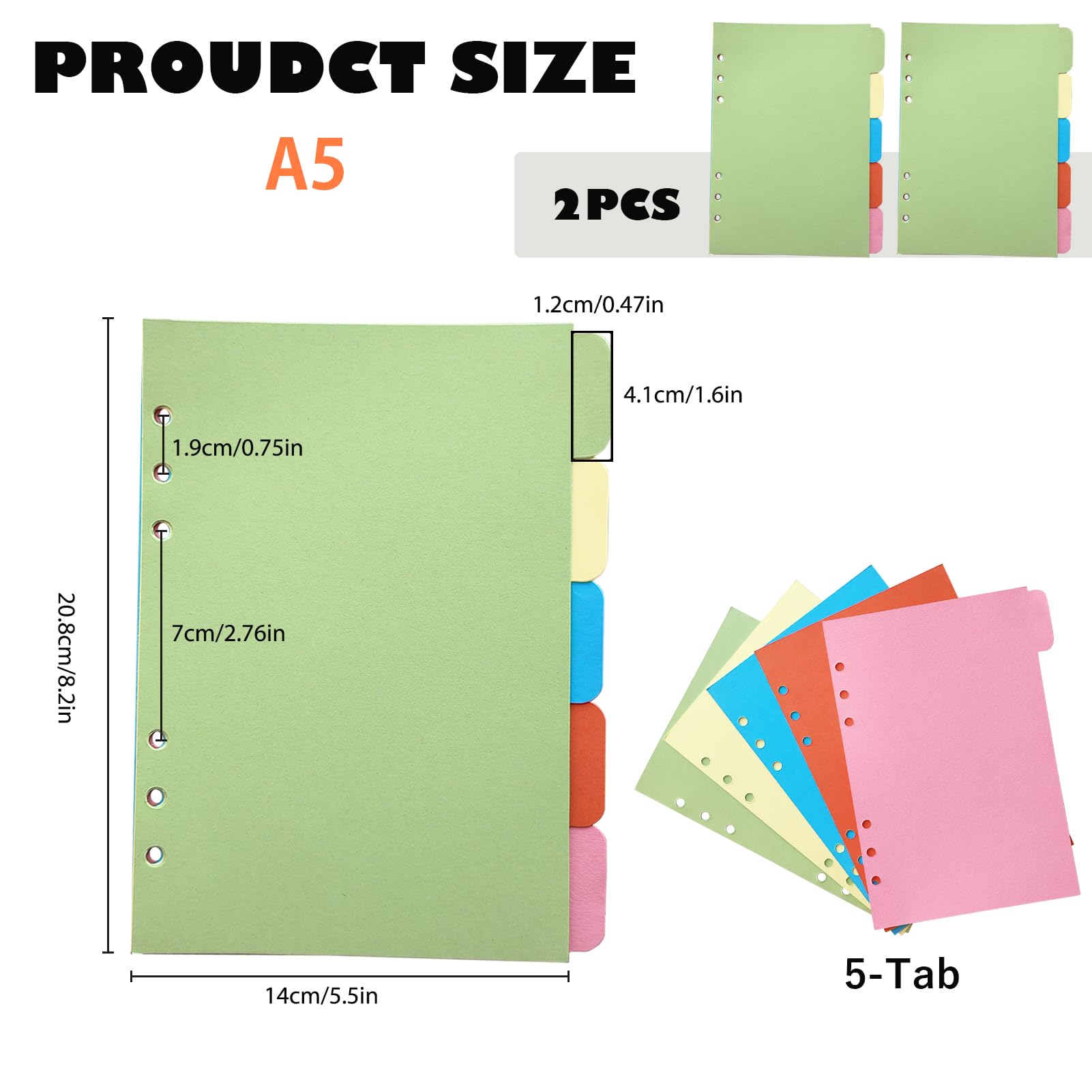 Amazon | DY.2ten 仕切カード A5 インデックスカード 6穴 5山 2組