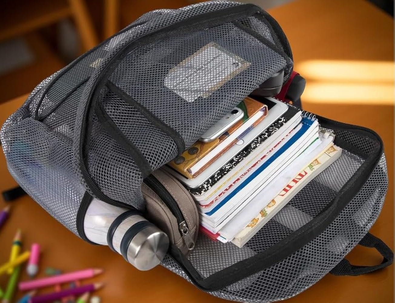 Amazon.com: Deluxe See Through Mesh Backpack with Bungee Cord