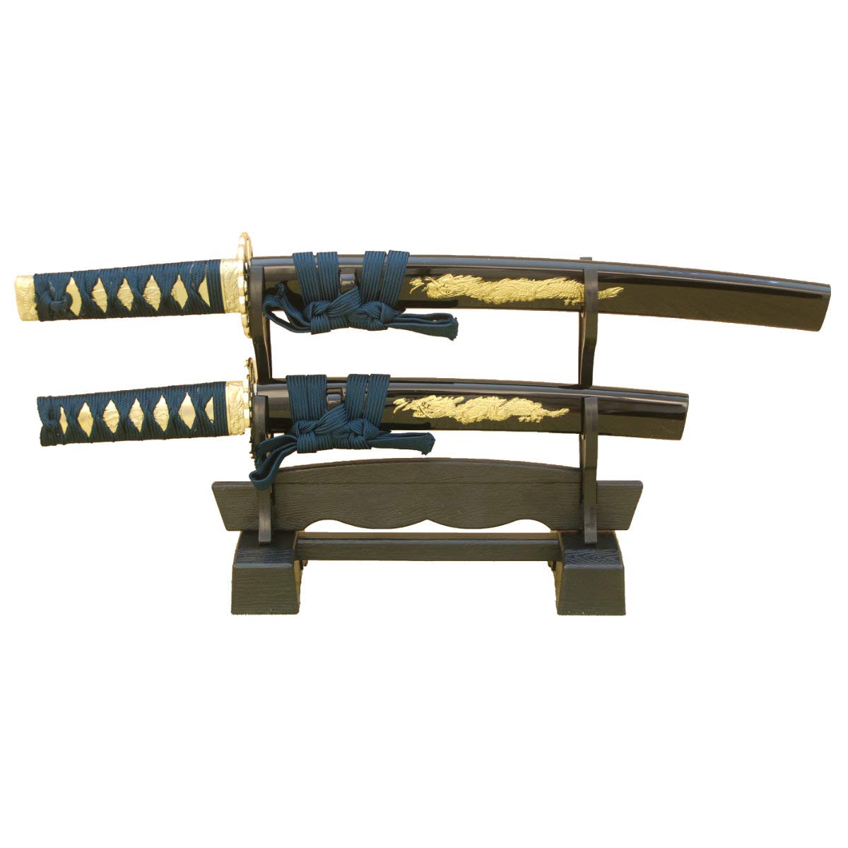 Amazon.co.jp: 模造刀-美術刀 ミニミニ竜3点セット(彫金・紺)刀掛台付