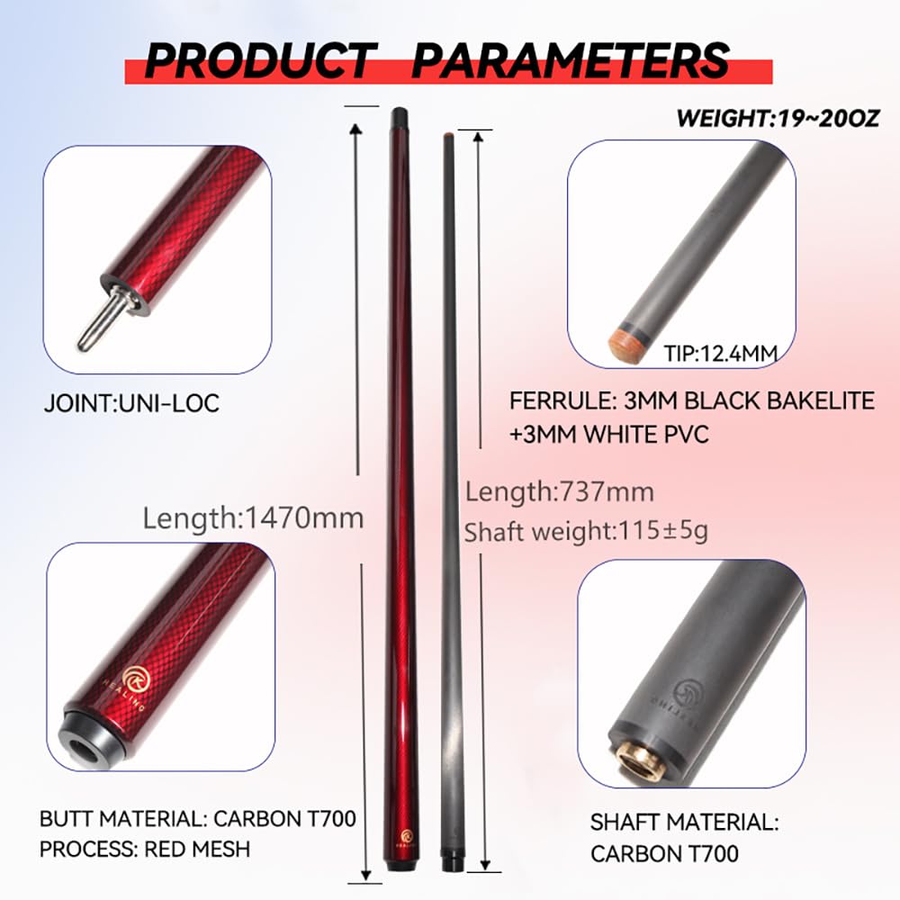 Amazon | ビリヤード キュー OKHEALING 58インチ19-20oz 1/2