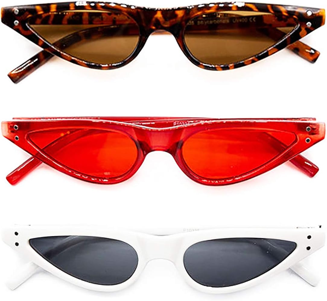 Amazon.com: Set of 3 - Retro 1950s Narrow Cat Eye Sunglasses UV