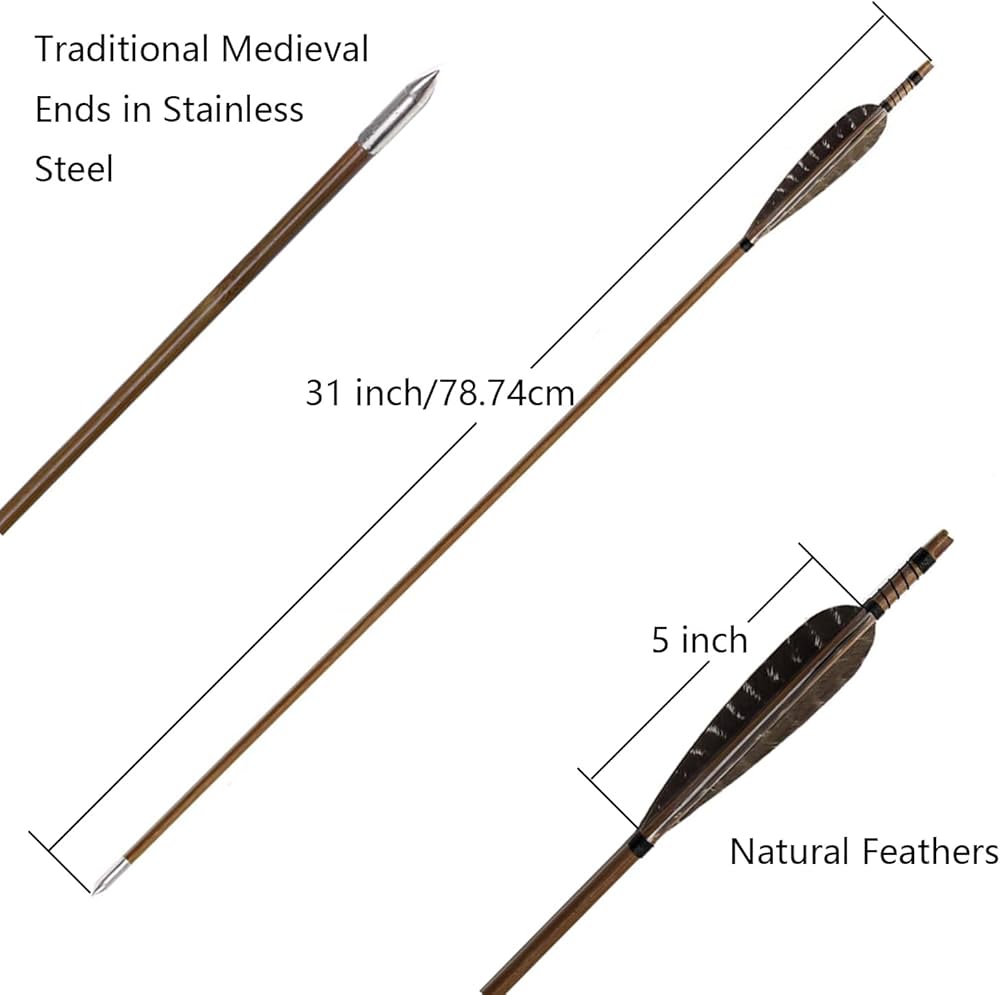 Amazon.co.jp: TOPARCHERY 6本31インチ竹矢 中世の矢じりと5インチの