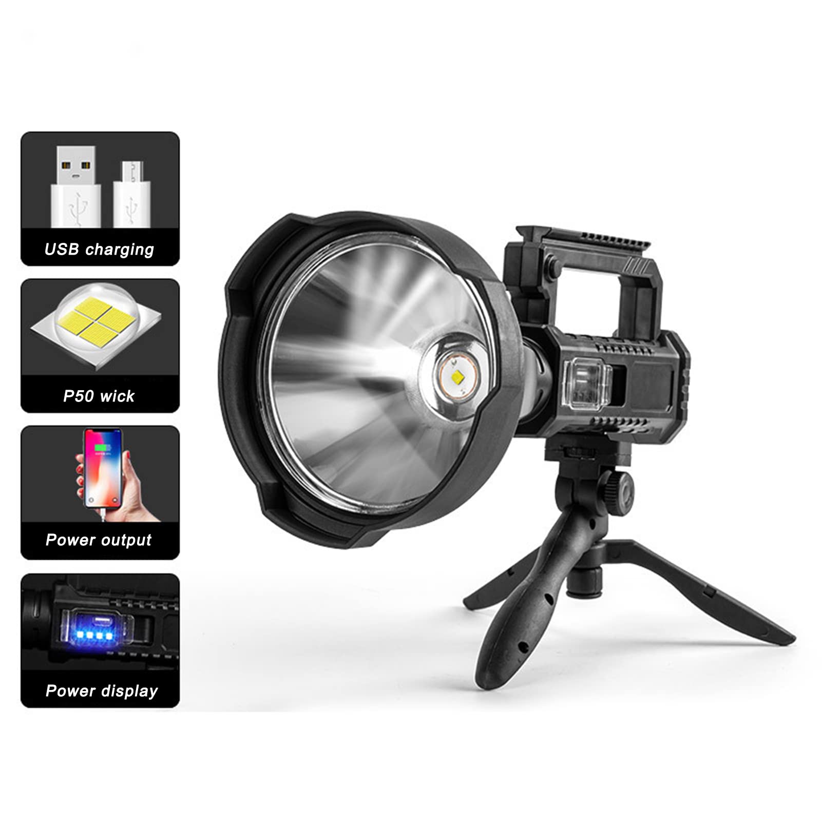 Amazon.co.jp: 充電式サーチライト懐中電灯、LEDスポットライト、5000