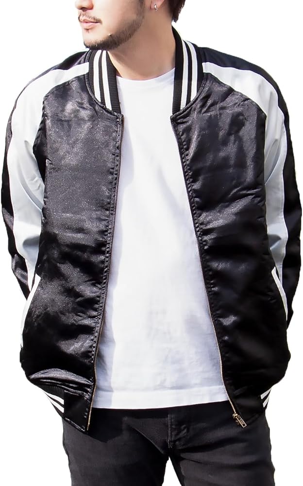 Amazon | [non・rubbish] スカジャン 無地 シンプル 【 サテン