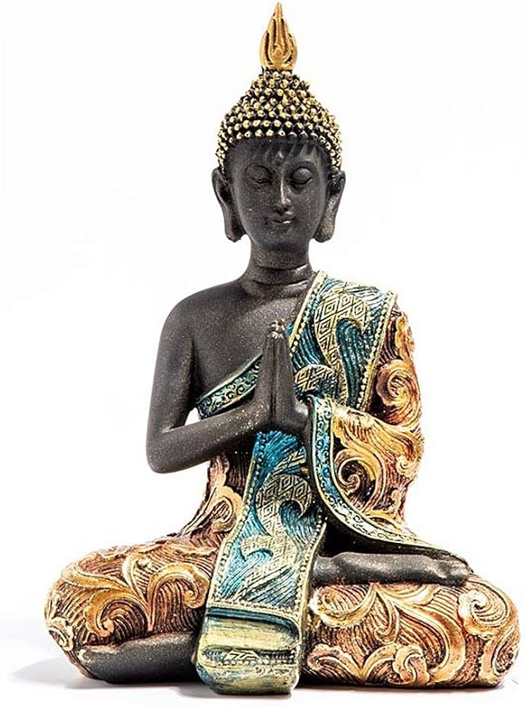 Amazon｜東南アジアスタイルお座り仏像、樹脂瞑想仏彫刻、タイ仏風水仏